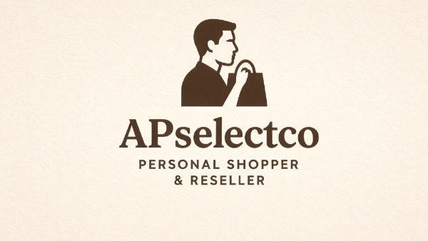 Logo of APselectco with a silhouette of a person holding a bag on a beige background