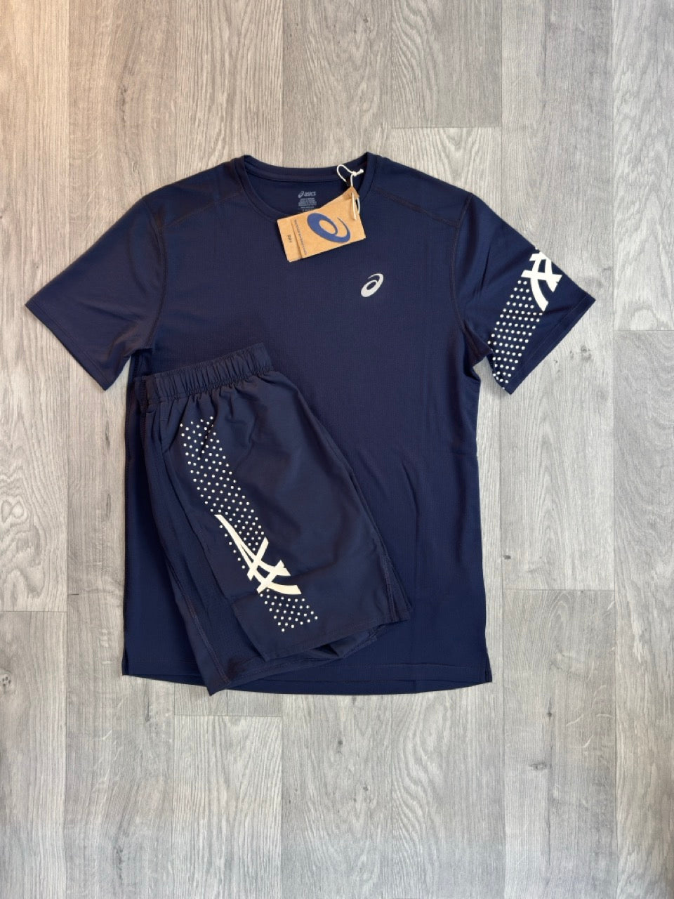 ASICS Icon Set – Navy & White Training Shorts & T-Shirt